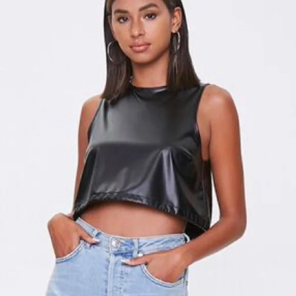 Faux leather crop top forever 21 deals